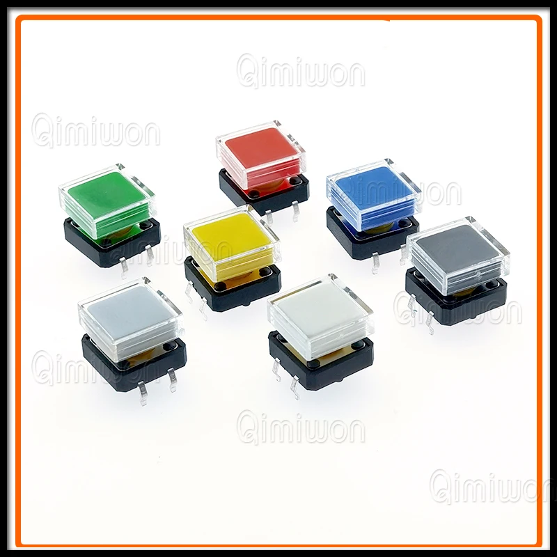 10pcs B3F Tactile Push Button Switch +A14 Color Hat 10pcs + Transparent Cap 10pcs Momentary Tact Touch Micro Switch 12*12*7.3mm