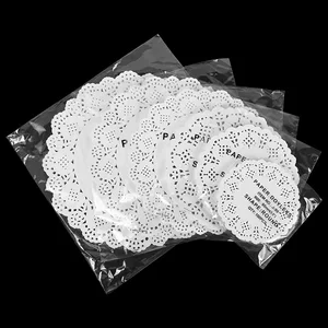 100 PCs weiße runde Spitze Coaster Placemat Papierpapier Kuchen Teppich DOILIES Verpackung Hochzeitsgeschenk für Geburtstag Weihnachtstisch Dekoration DIY 12 Hauptverkaufsgewebe für Sousplat - №10