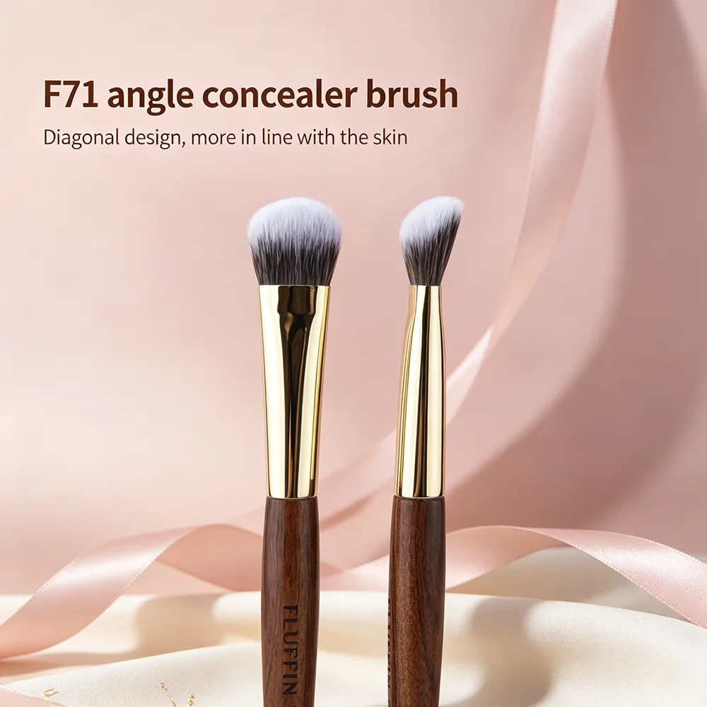 F71 Angle Concealer Brush Buildable Coverage Liquid Cream Stick Blending Brusher High Quality Rosewood Copper Tube  Makeup Tool