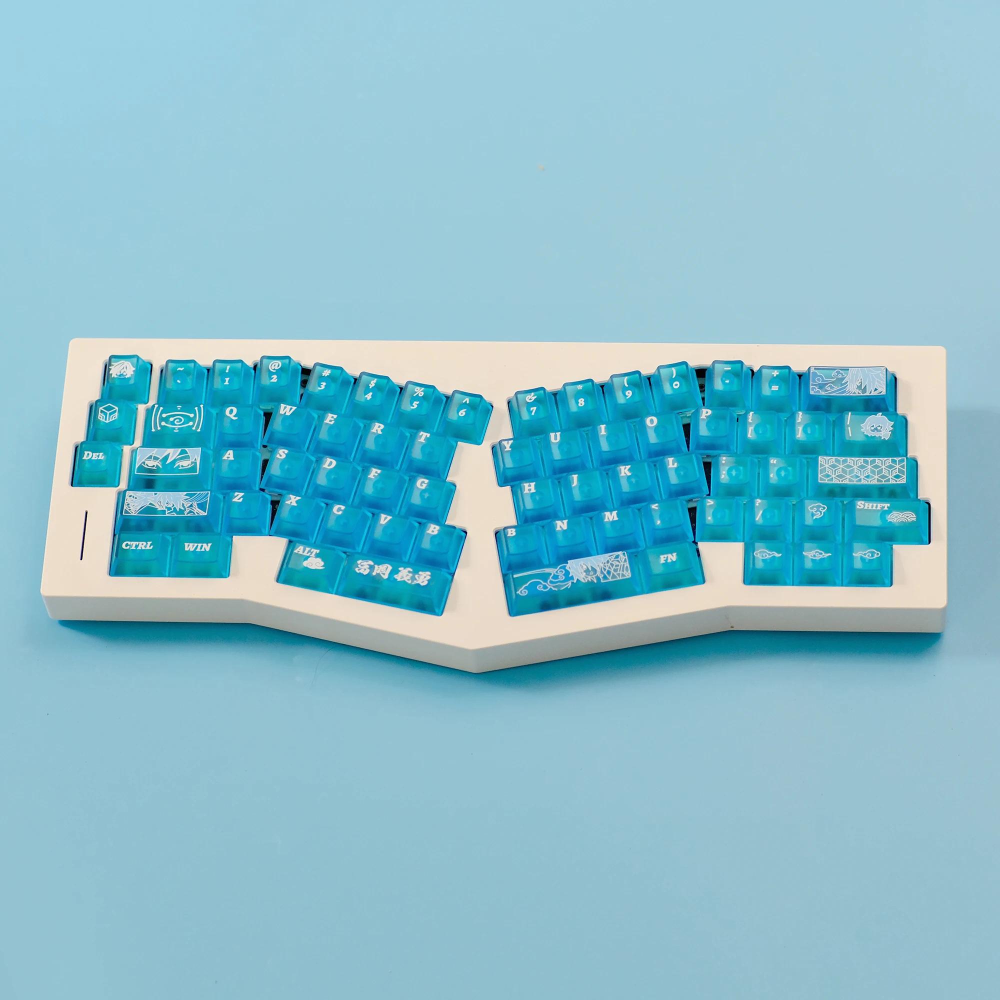KBDiy 140 Keys Cap Blue Matte Translucent Tomioka Giyuu‌ Keycap Cherry Profile Custom for Mechanical Keyboard Keycaps UV Print