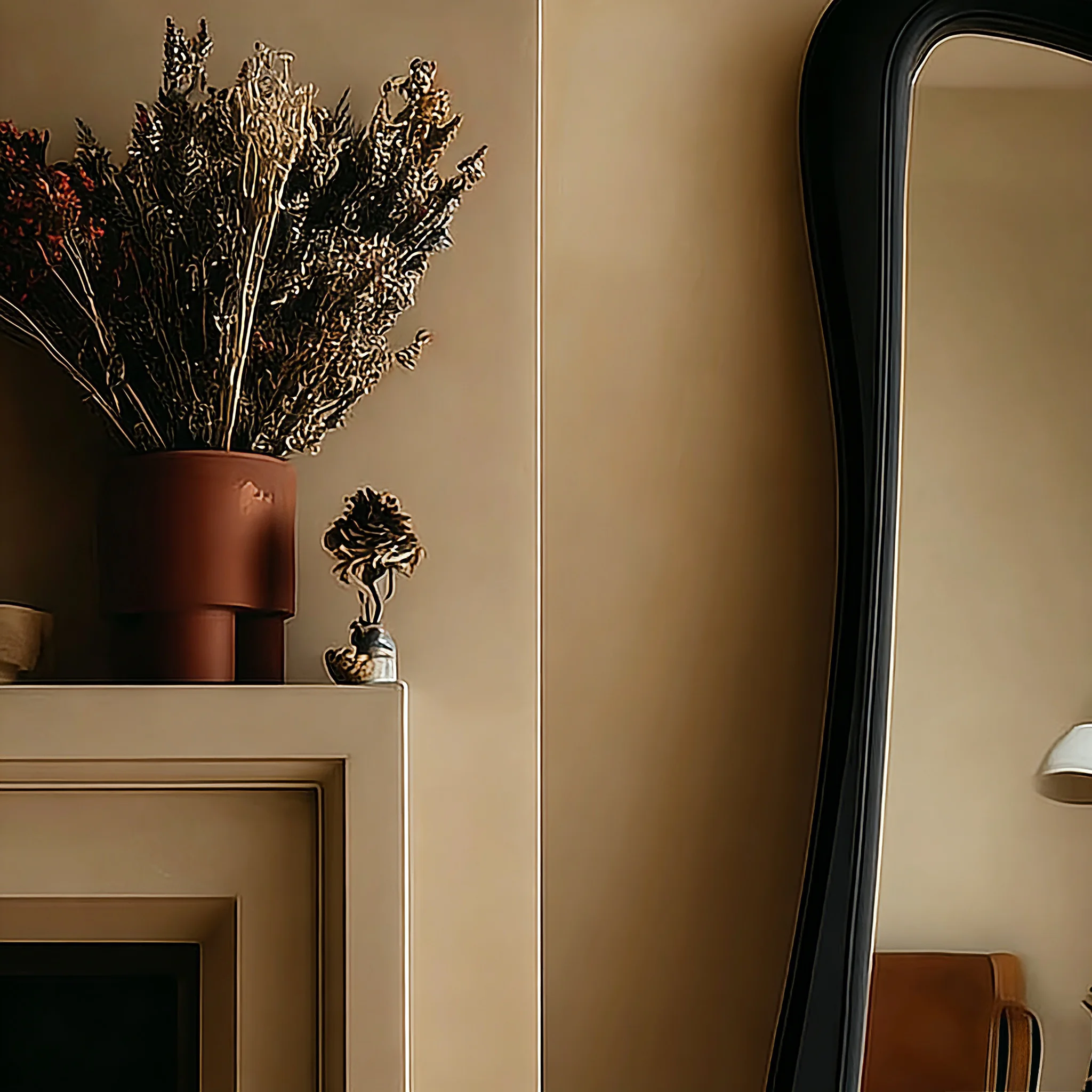 Silent wind special-shaped full-body mirror irregular wave floor mirror advanced sense Internet celebrity black frame full-lengt view 4