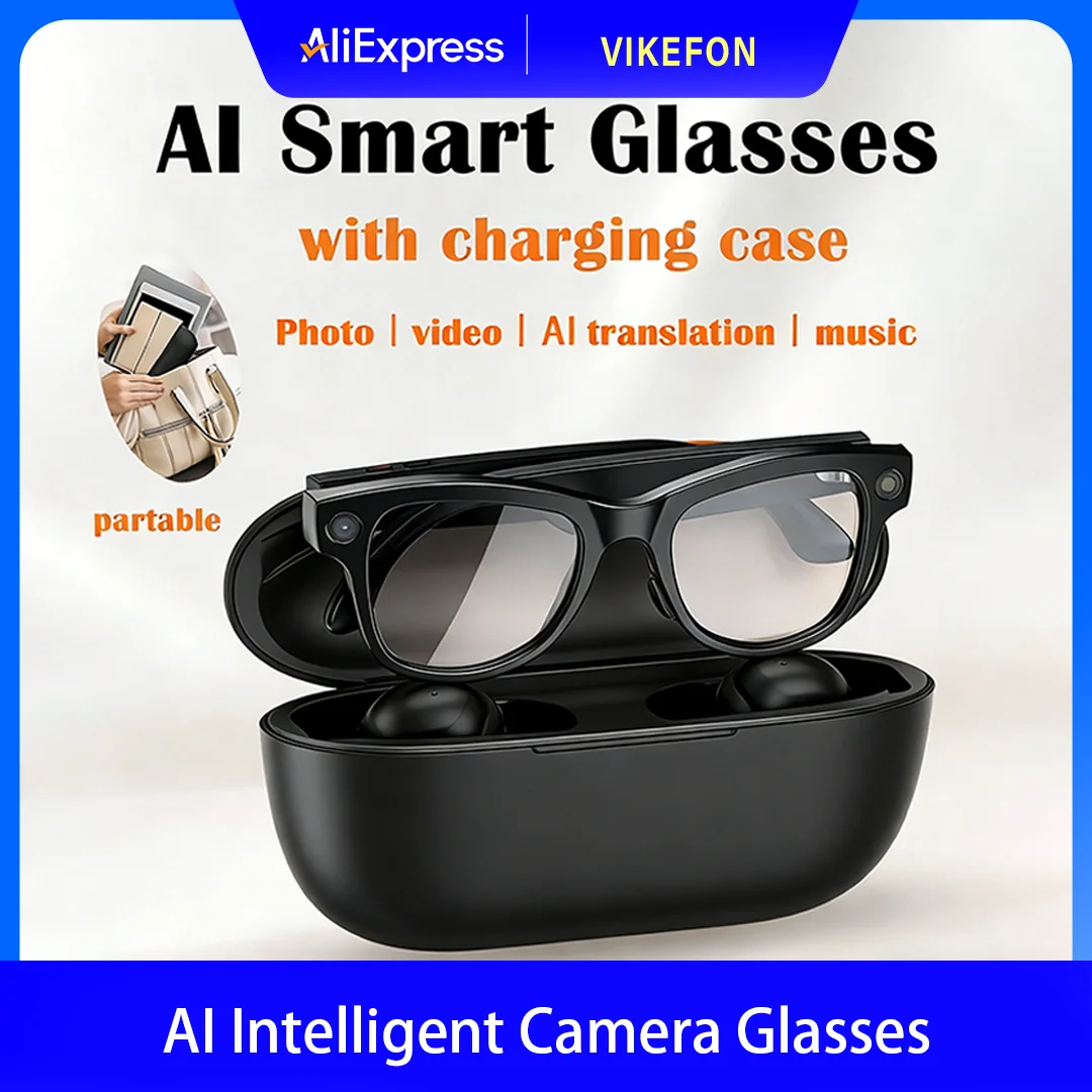 AI Smart Glasses GPT Camera 4K HD Multifunctional 3-in-1 Lens Bluetooth Call 3600Mah Battery Voice Assistant Control Sunglasses
