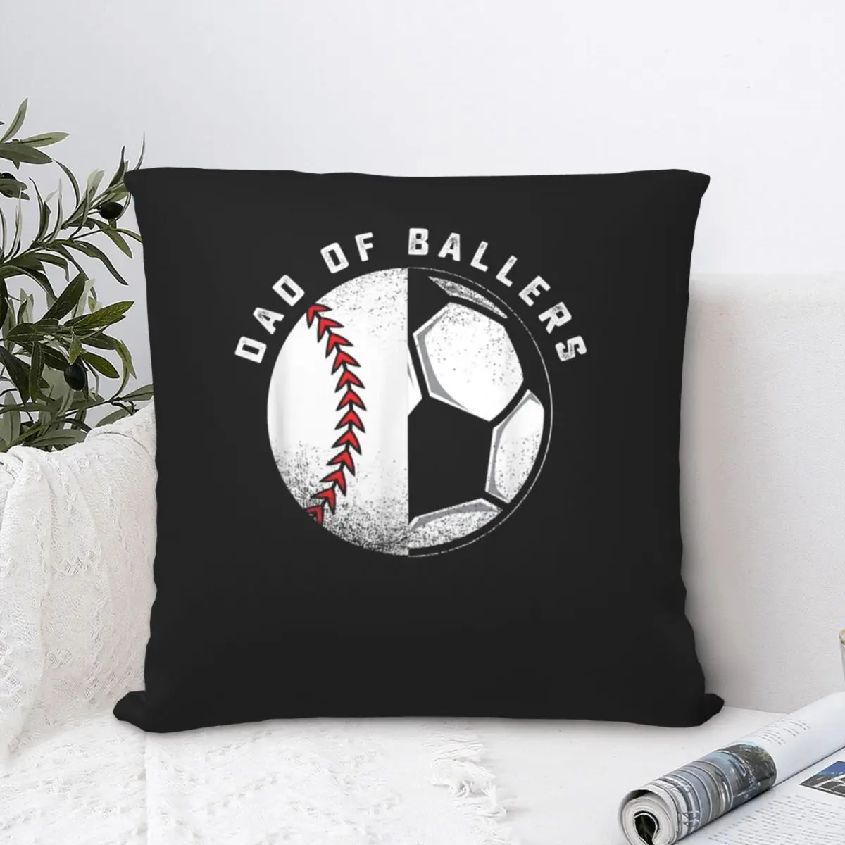 Dad Of Ballers Father Soccer Square Pillowcase Polyester Pillow Cover Velvet Cushion Decor Comfort Throw Pillow For Home Car