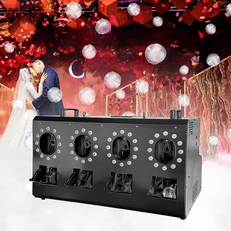 LED 4-Hole Smoke Bubble Machine - Professional Stage Fog & Bubble Blower for Weddings and Bars Foaming Machine Equipment JT40