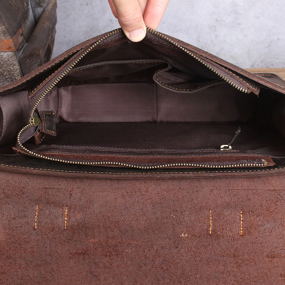 S.WORKER Echtleder-Aktentasche für Herren | Vintage Büro-Handtasche Laptop-Tasche – Detail 23