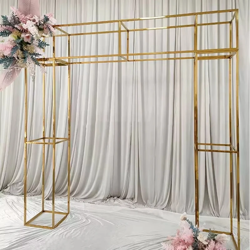 

Fashion Wedding Event Hall Props Frame Decoration Flower Arch Floral Balloon Stage Backdrops Wecome Sign Banner Shelf