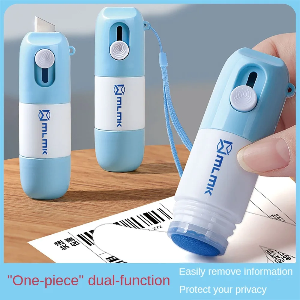 Thermal Paper Correction Fluid With Knife Parcel Box Opener Home Office Anti Peep Identity Information Privacy Protector Eraser