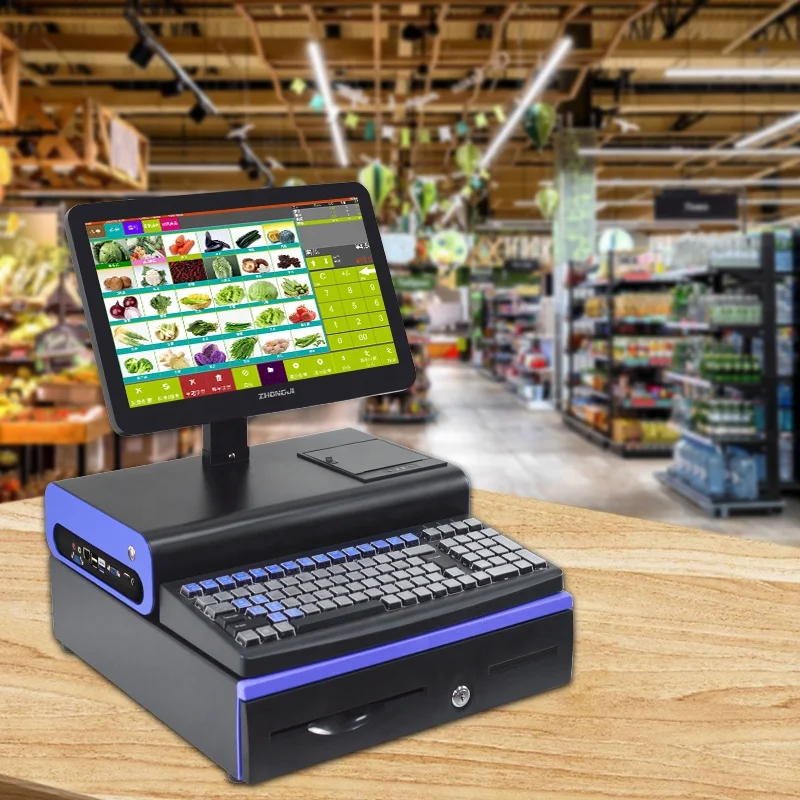 15.6 Inch Dual Screen All In One POS Terminal Cashier Machine for Restaurant Hotel Shop Supermarket Retail Checkout