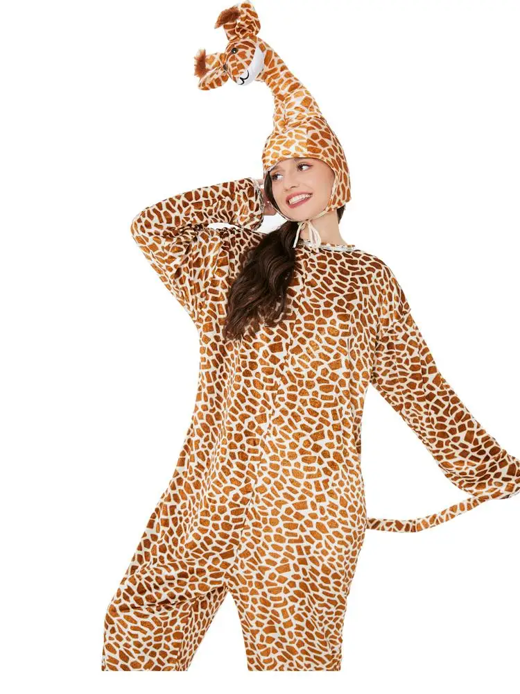 زي Girfe بروفة أداء الهالوين على شكل حيوان من جلد البوليستر طويل يحتاج إلى زي لعب الأدوار على شكل حيوان