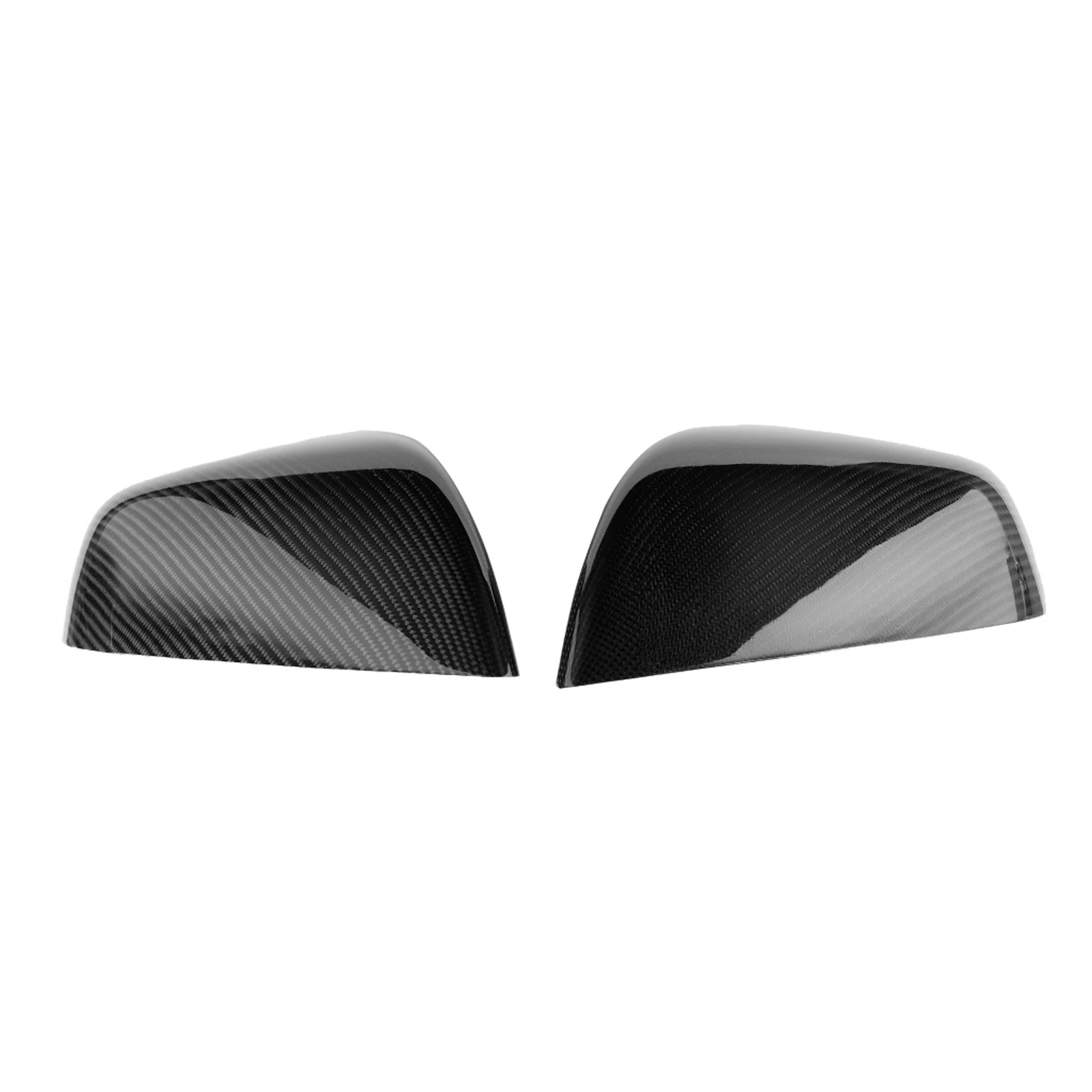 Fit For Tesla Model X 2016-2019 Gloss Carbon Fiber Mirror Covers (Direct Add-On)