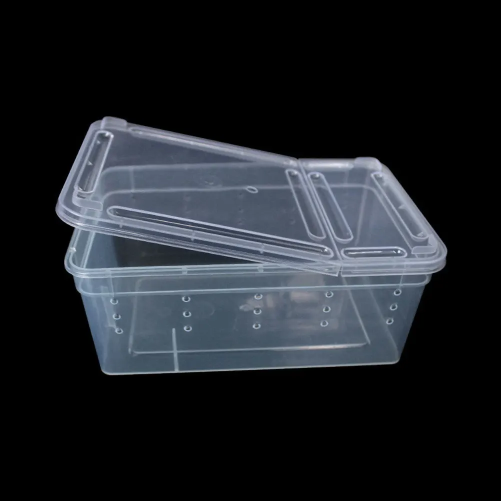 

2 pcs Reptile Feeding Box Set High Quality PP Material Ventilation Holes Fresh Air Medium Size Stackable Design Turtle Breeding