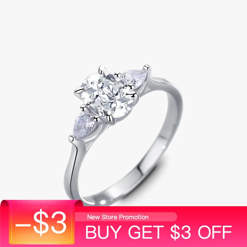 

Oval Cut Moissanite Ring Three-Stone Design S925 Sterling Silver Classic Creative Engagement Wedding Party Bridal Jewelry