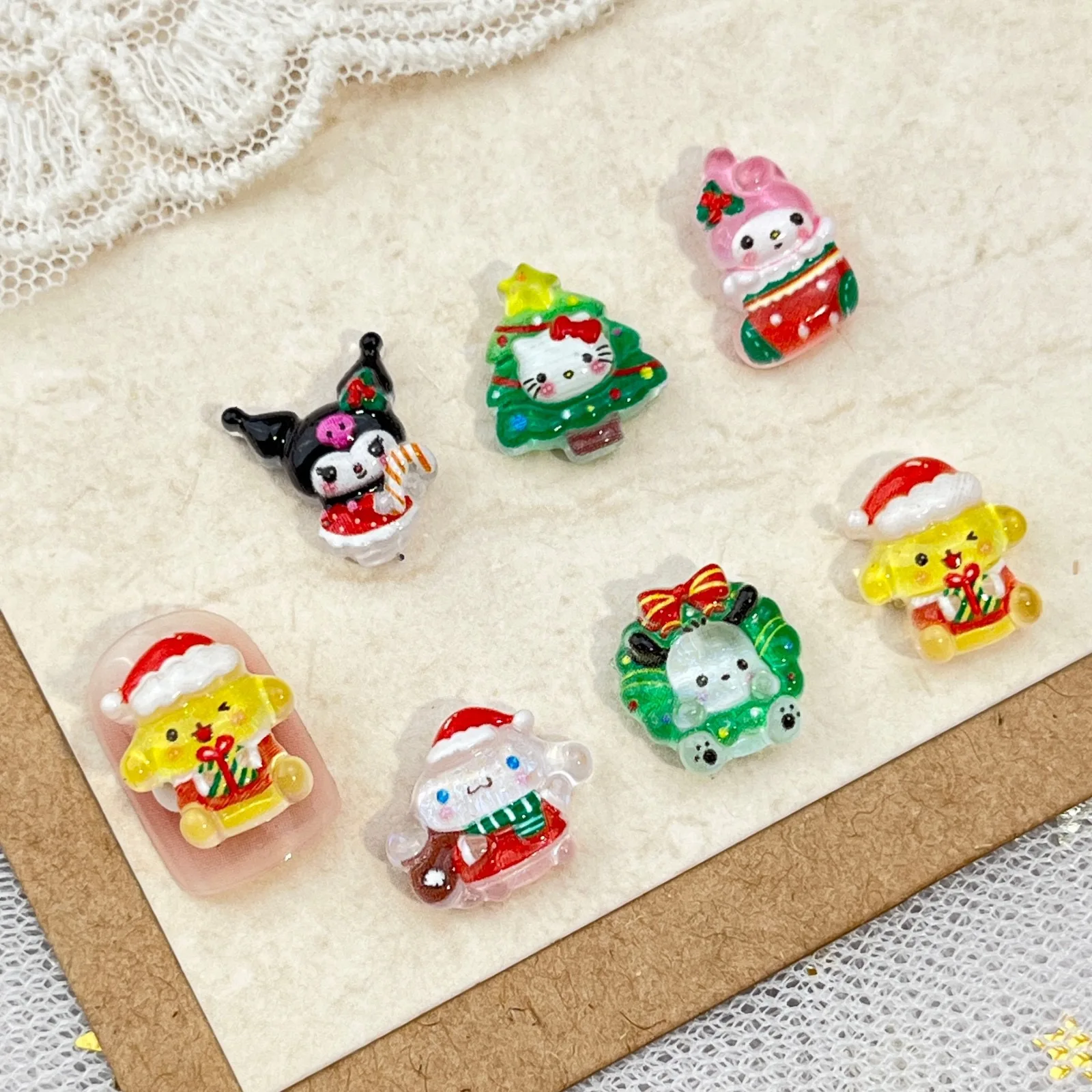 50 قطعة جديد صغير الراتنج الكرتون عيد الميلاد هريرة جرو شجرة عيد الميلاد فلاتباك حلية صنع المجوهرات مانيكير Hairwear اكسسوارات #4