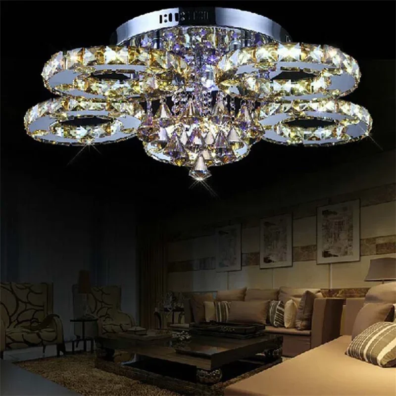 Creative LED Ceiling Lights Modern Minimalist Bedroom Lamp Crystal Lighting LED Stainless Steel Wire Cut Luxury Lamp
