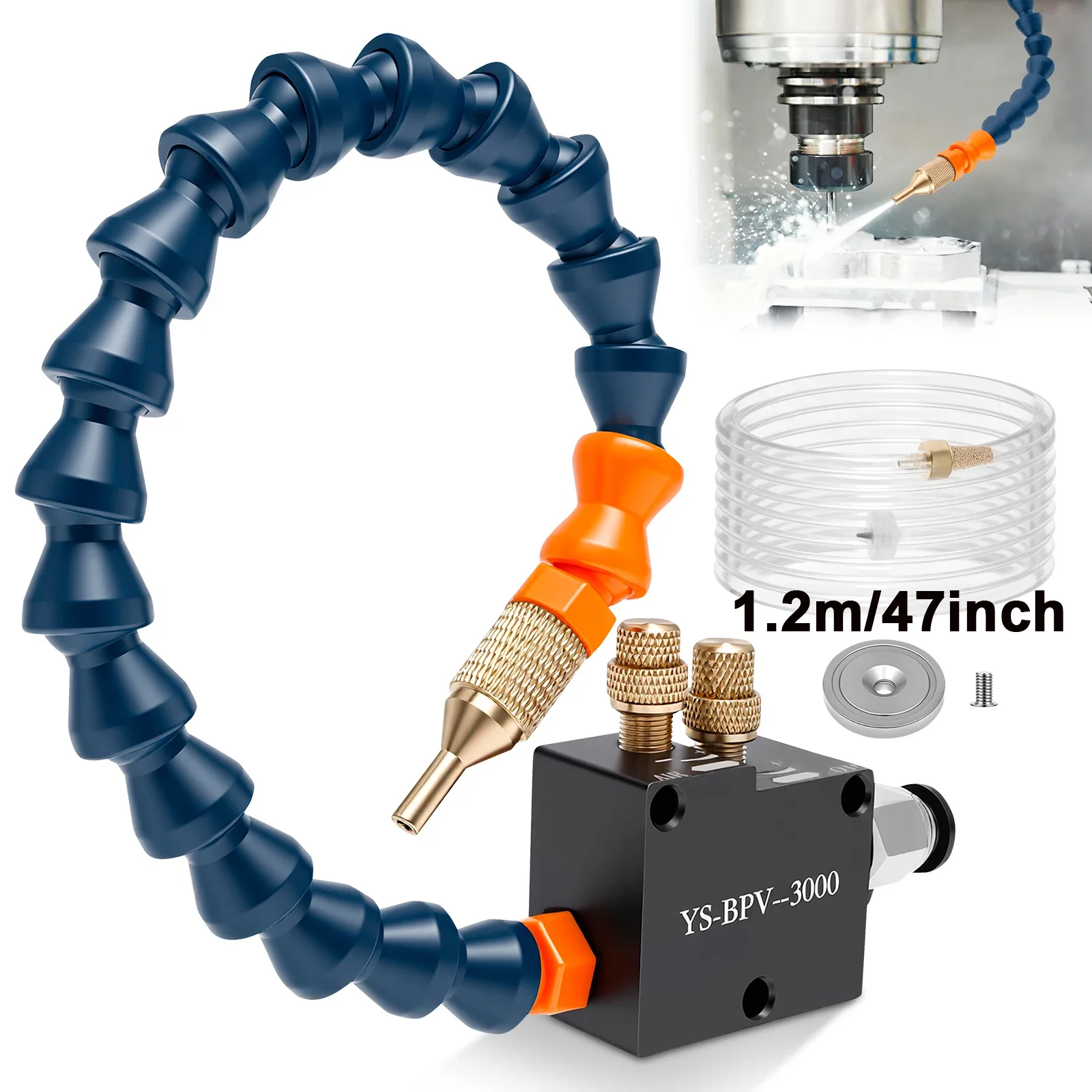 Nebel-Kühlmittel-Schmiersprühsystem mit Magnetfuß für Fräsmaschine CNC-Schmiersprühpumpe Mini-Fräse für Metalldüsen