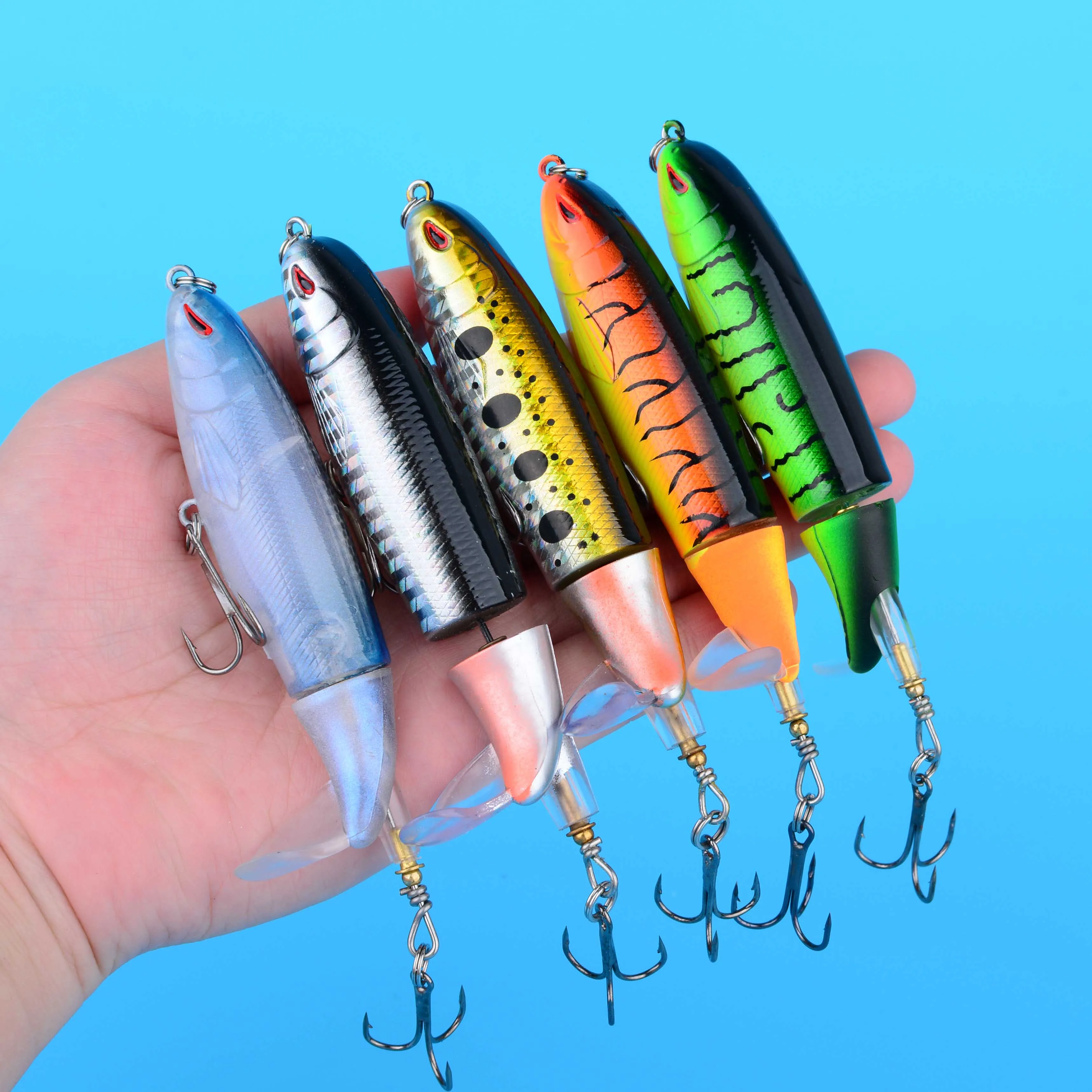 Wobler de superficie con hélice y cola giratoria para crankbait duro