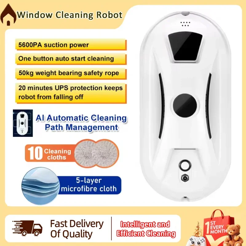 

Window Cleaner Robot Automatic Cleaning with Intelligent Path Planning Edge Detection Technology Remote Control White