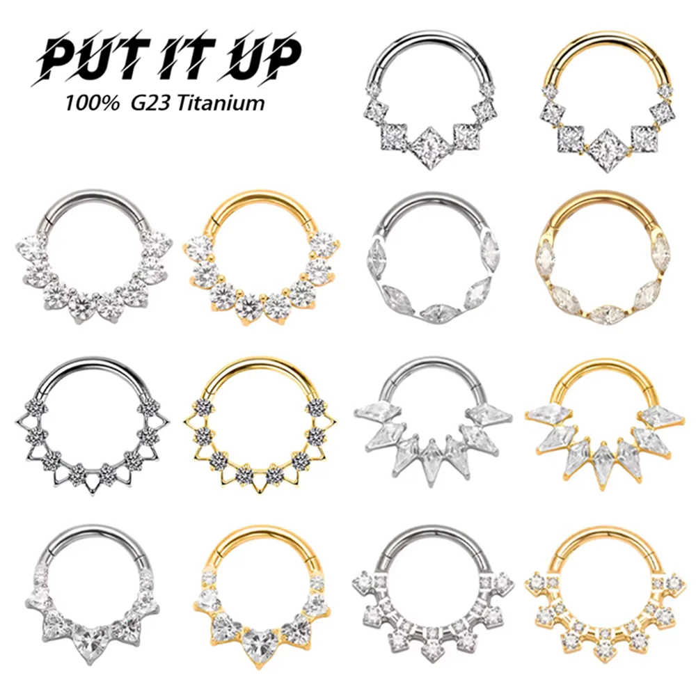 

PUTITUP Official G23 Titanium One Piece 16G Zirconia Earrings Nose Ring Classic Simple Design Body Piercing Jewelry