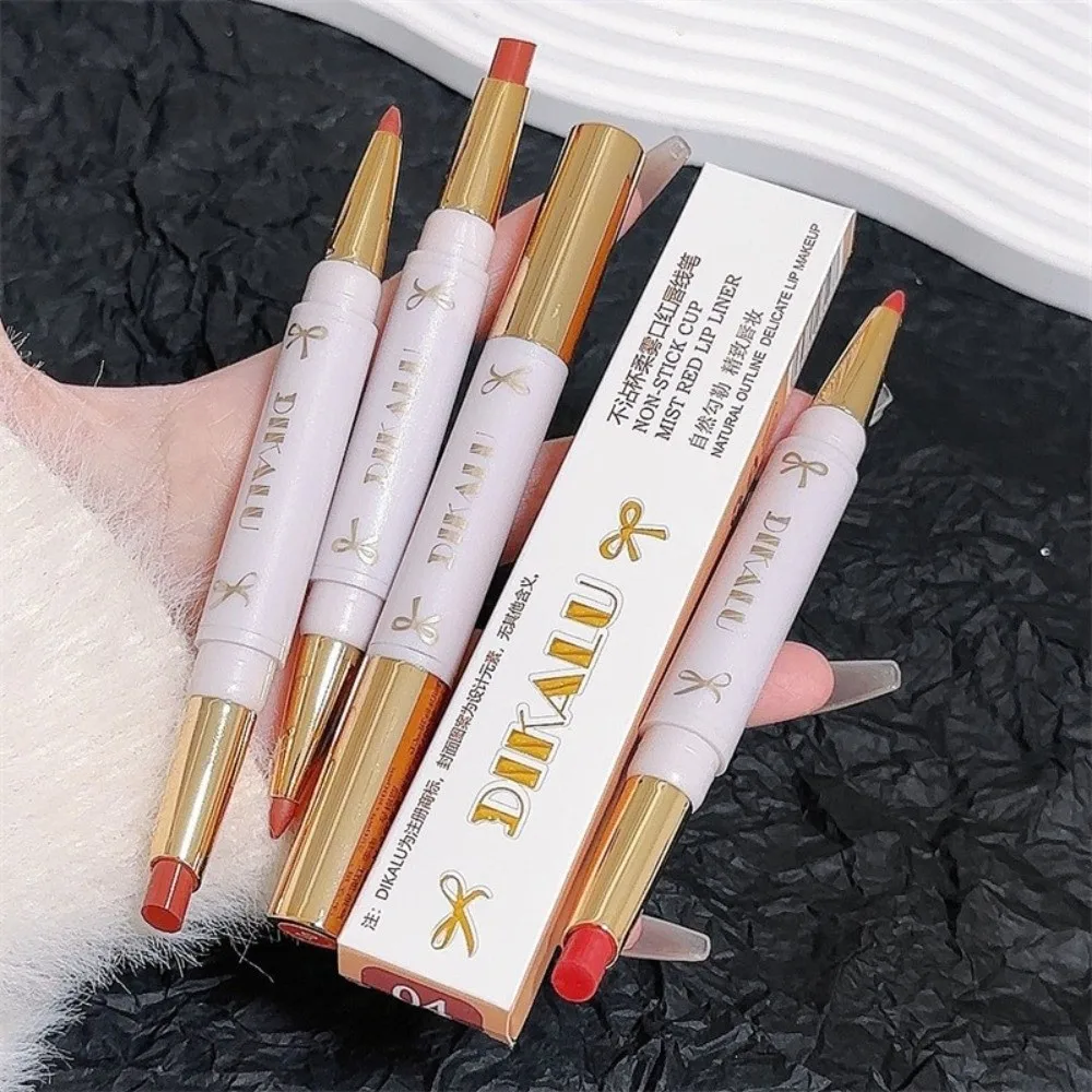 Nuevo Delineador de labios de doble punta, hidratante, resistente al agua, lápiz labial mate de larga duración, lápiz labial mate suave no transferible