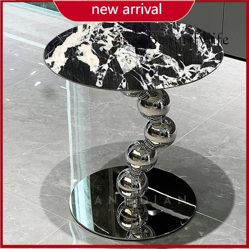 c Italian light luxury marble round small side table living room sofa side table designer high-end small coffee table
