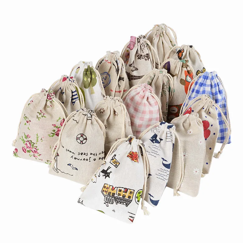 10pcs/lot 10x14cm Cotton Pouch Cloth Drawstring Bags Jewelry Packing Sachet Makeup Wedding Party Candy Gift Custom Bags Wrapping