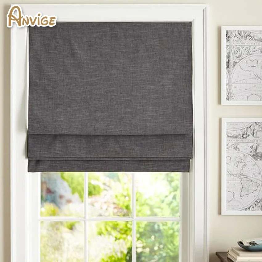 

Modern Cotton/Linen Roman Shades ,Easy Install Washable Curtains ,Customized Window Curtain Drape