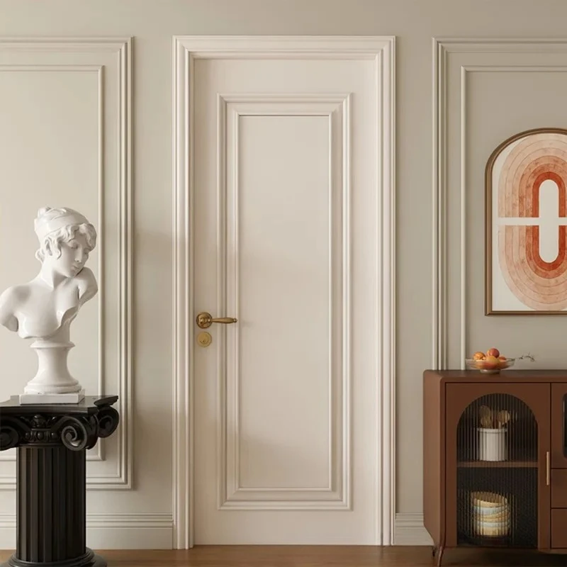 

Mo Fan high-end white French paint bedroom door full set household door interior complete set cream room door wholesale