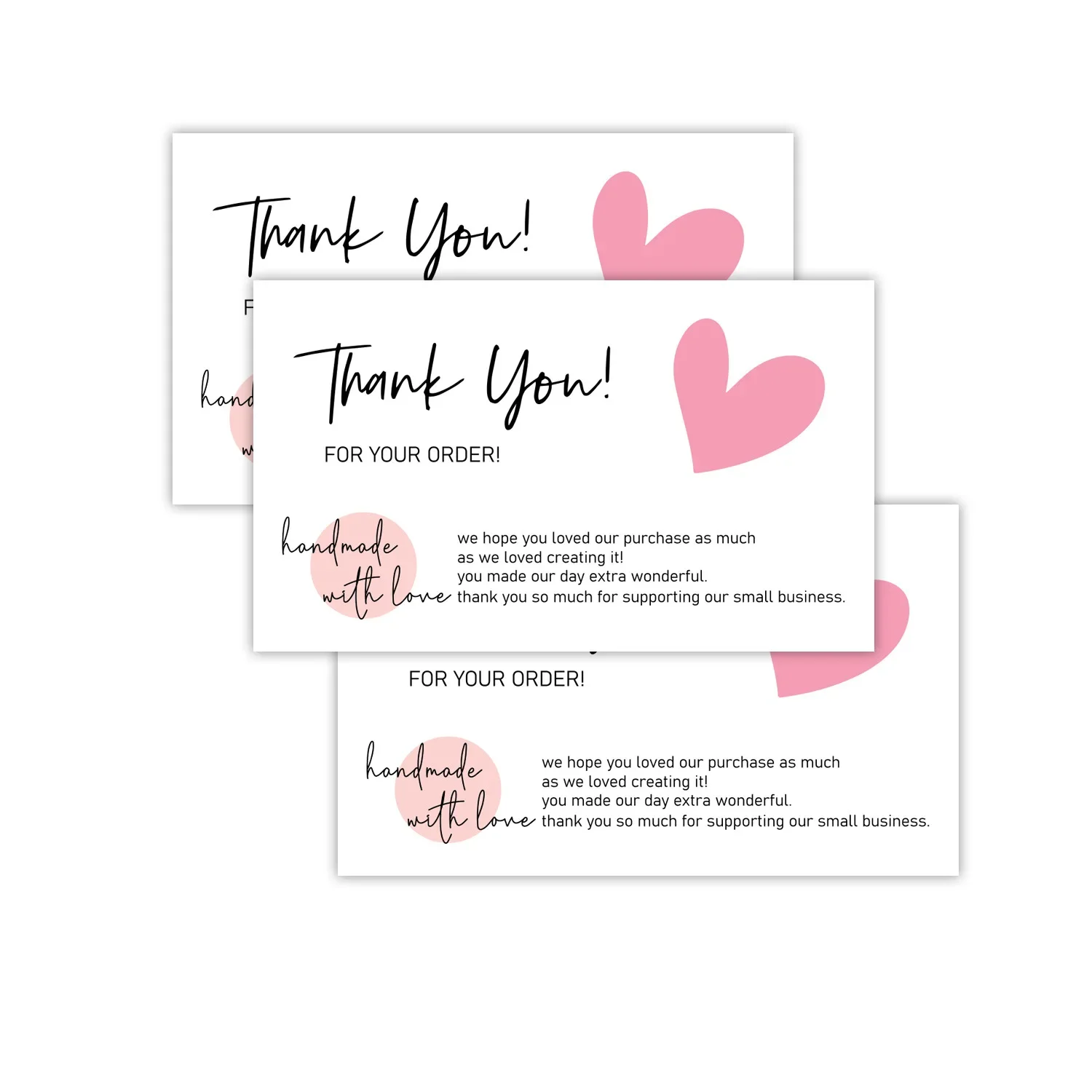 30PCS Thank You For Your Order Small Bussiness Pink Gift Cards Greeting Packaging Supplies Wholesale Beyond Grateful Customized