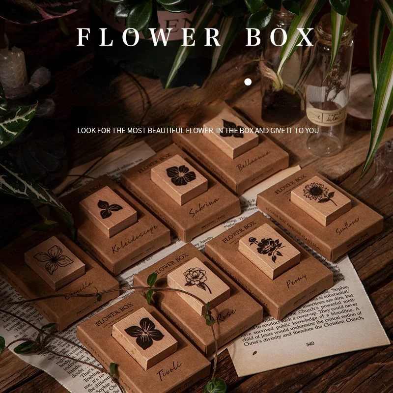 1 Pc Vintage Plant Flower Wooden Rubber Stamps Set Diy Rubber Stamp For Card Making