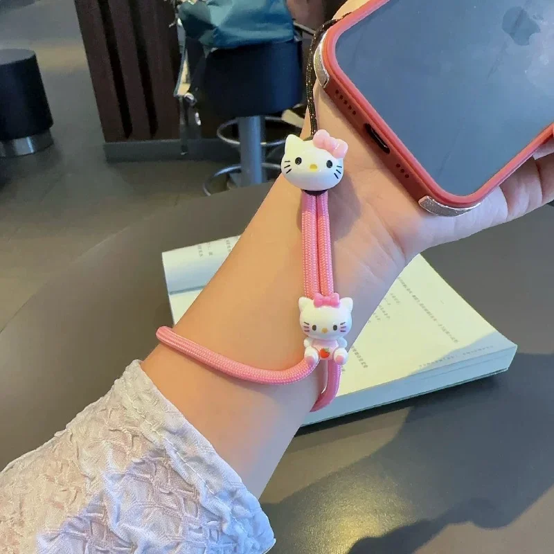 Cute Cartoon Hello Kitty Kuromi Melody Pochacco Mobile Phone Lanyard Key Lanyard Wristband Adjustable