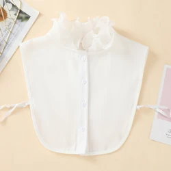 Elegant Ruffle Stand Collar Stylish White Half Shirt Chiffon Dickey Collar Fashion Versatile Inside False Collar