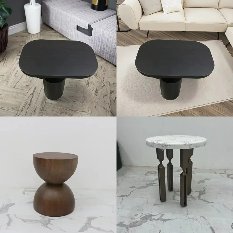 Modern Convertible Solid Ash Wood Side Table PVD Plated Living Room Furniture with 2 Year Warranty