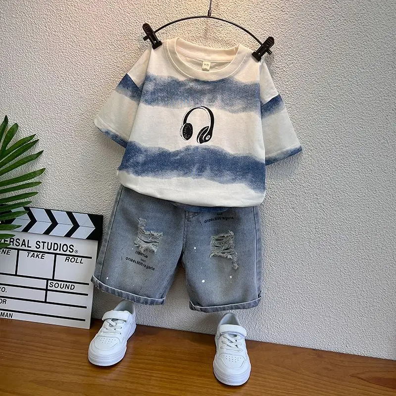 Neue ärmellose Weste für Jungen, Jeansshorts, 2-teiliges Set, Outdoor-Festival-Kleidung, Vintage-Print, Kids Miracle Design, 2–10 Jahre, weiße Oberteile – Detail 23