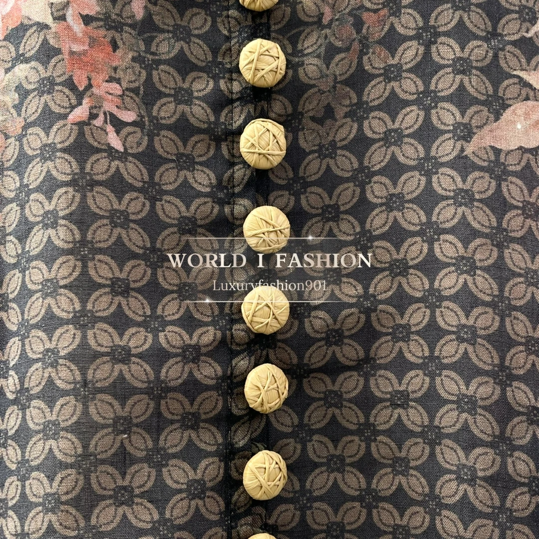 

Tops Linen Skirt Black Beige Red Floral Print Long Sleeve Pleat Blouse Set 2025 Ramie