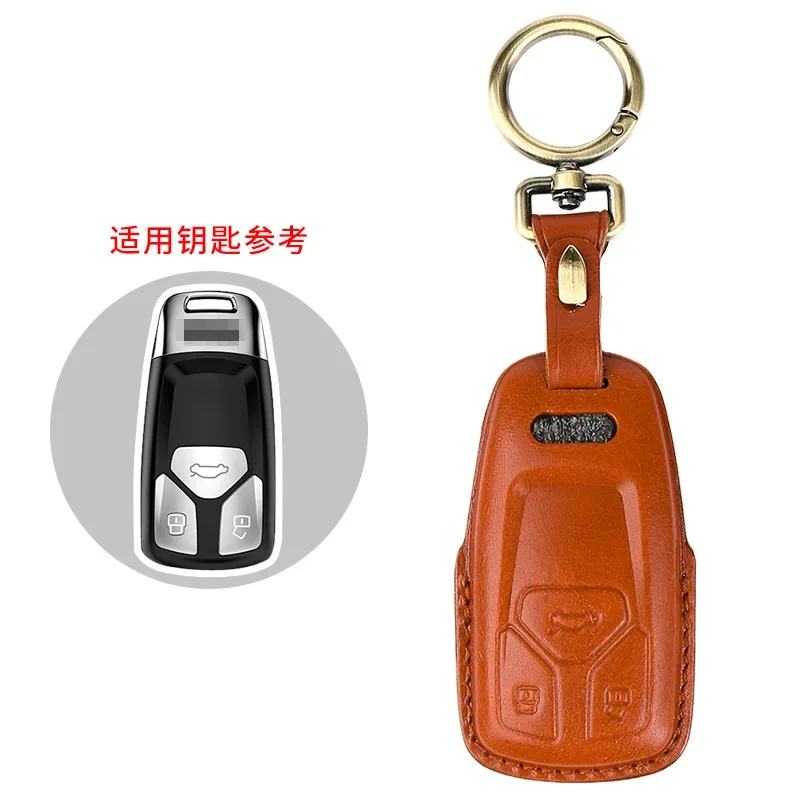 Handmade Genuine Leather Car Key Bag Purse Protection Keychain for Audi A4L Q3 Q5L Q7 A5 A8 A7 New A6L Accesories Key Cover Case