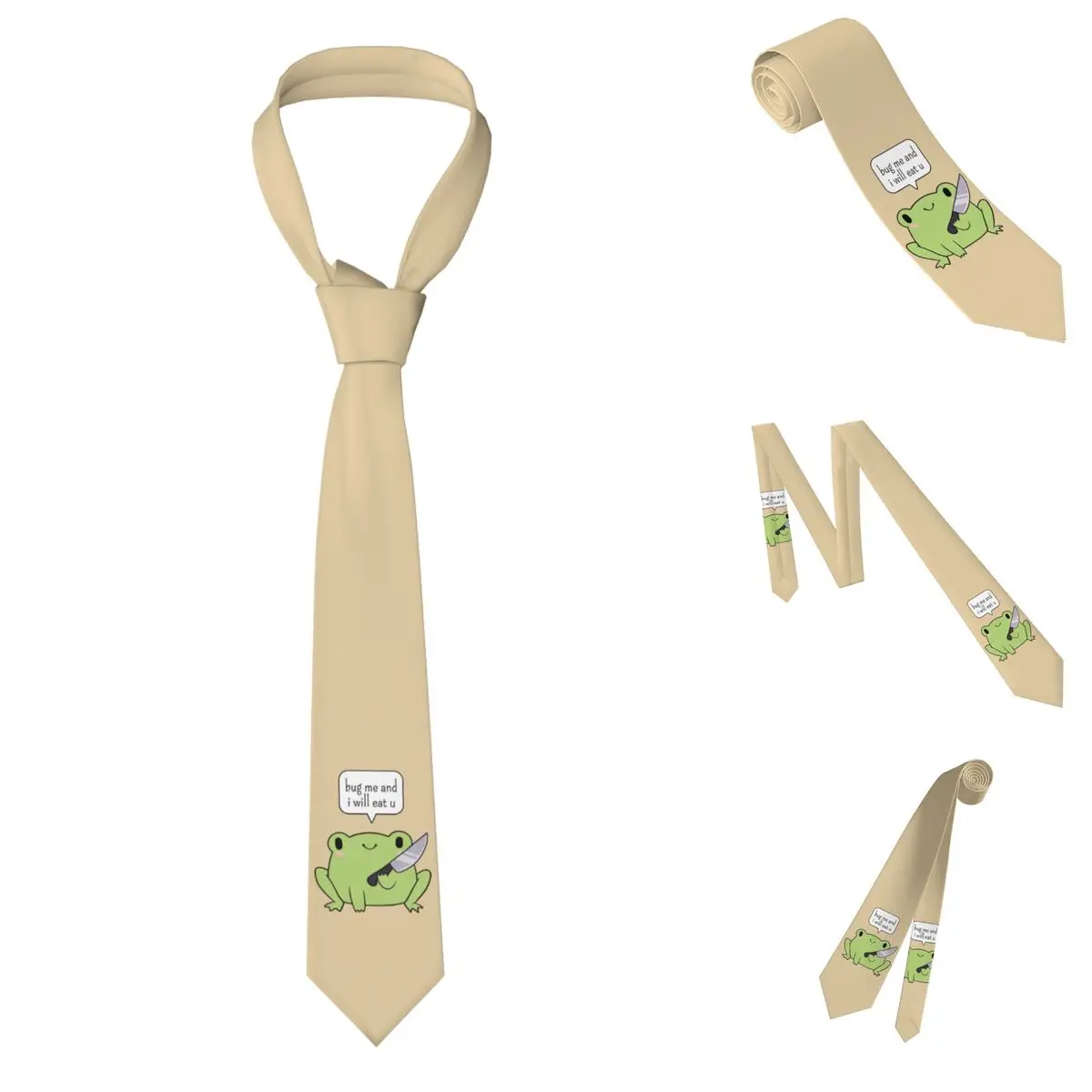 Cute Frog With A Knife Necktie for Men Silk Polyester 8 cm Neck Ties Wedding Business Tie Classic Gravatas