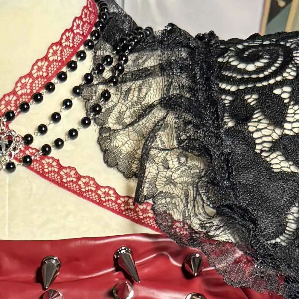 Punk rock cravejado e-girls emo y2k couro vegano topos saias diy eco harajuku goth crânio gótico feito à mão hip hop grunge