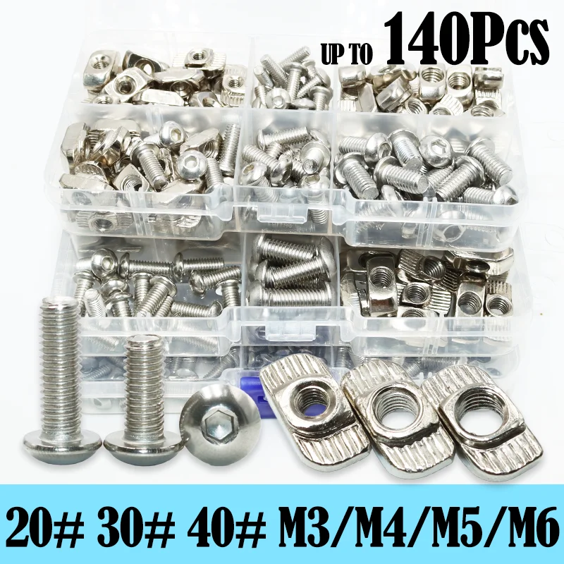 

M3 Hex Head Screw and T-nut Slot Sliding Nut in 2020 3030 4040 Series Aluminum Connector Profile Extrusion 3D Printer Allen Bolt
