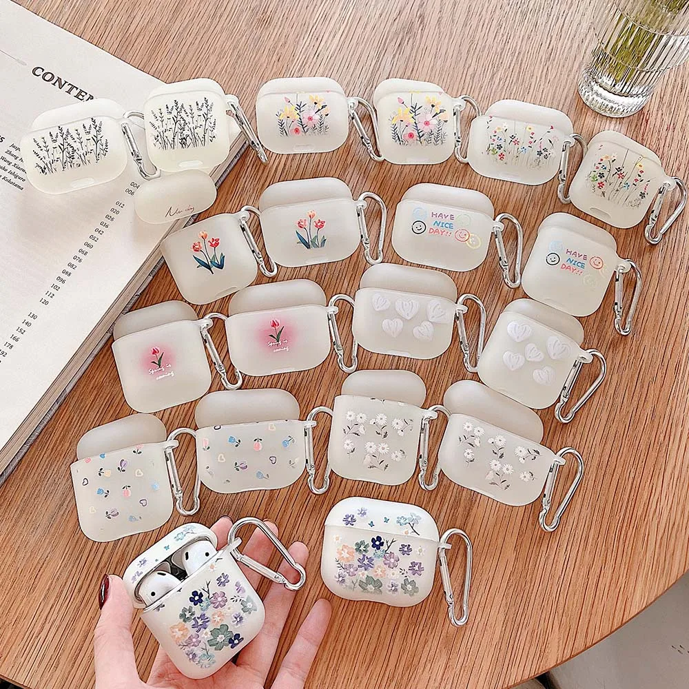 เคสหูฟังซิลิโคนด้านรูปหัวใจยิ้มดอกไม้เรืองแสงน่ารักฝาครอบหูฟังสำหรับ Apple airpod Pro 2 3 1เรืองแสงในที่มืดพร้อมตะขอ