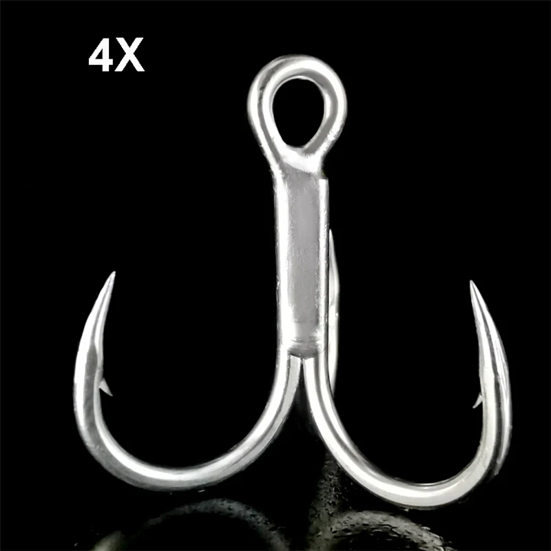 Imagem -02 - Rodada Dobrado Triplo Ganchos Tração Forte Aço Carbono Elevado Agudos Gancho Água Salgada Pesca Suprimentos Acessórios 4x 50 Pcs