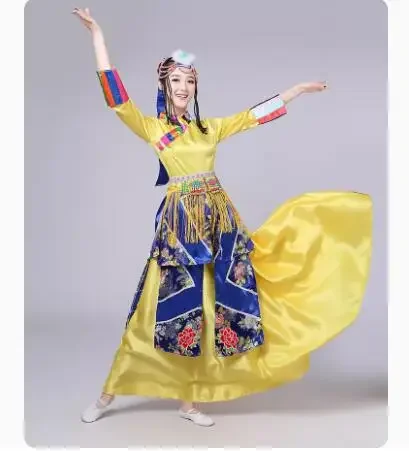 Costume da danza etnica di danza tibetana Xizang Costume da spettacolo etnico