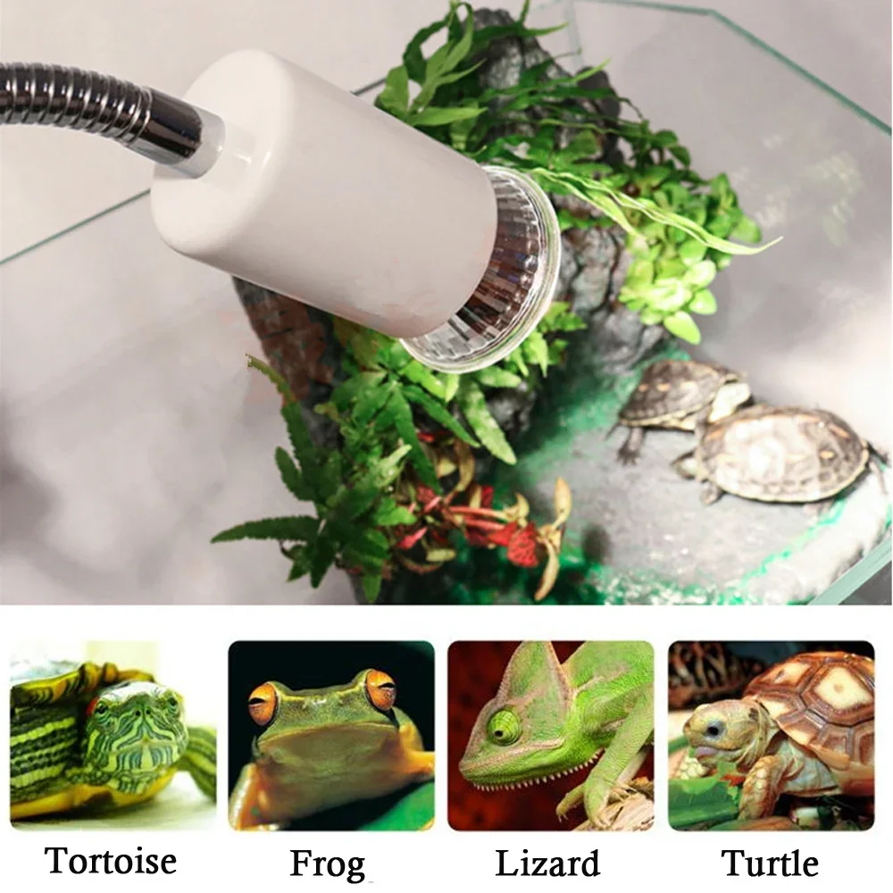 UVA+UVB 3.0 Reptile Lamp Set Clip-on Lamp Holder Bulb Thermometer Hygrometer Turtle Tortoises Lizard Sunlight Basking Heat Light