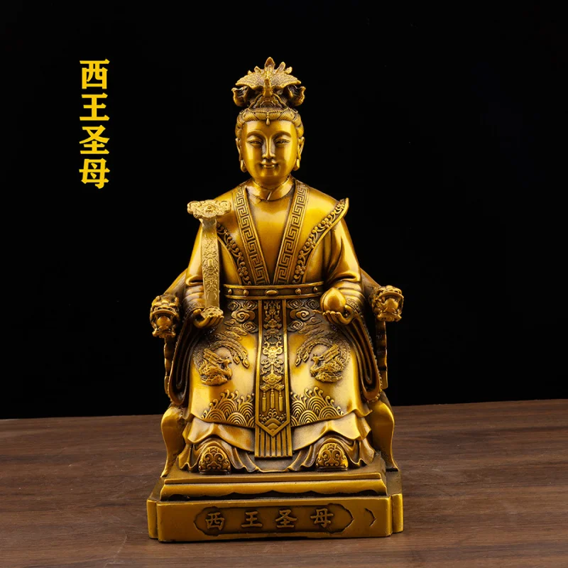 Pure Brass Saint , Yaochi Golden Xiwang Mother Goddess Statue, Home Living Room Temple Worship Orname