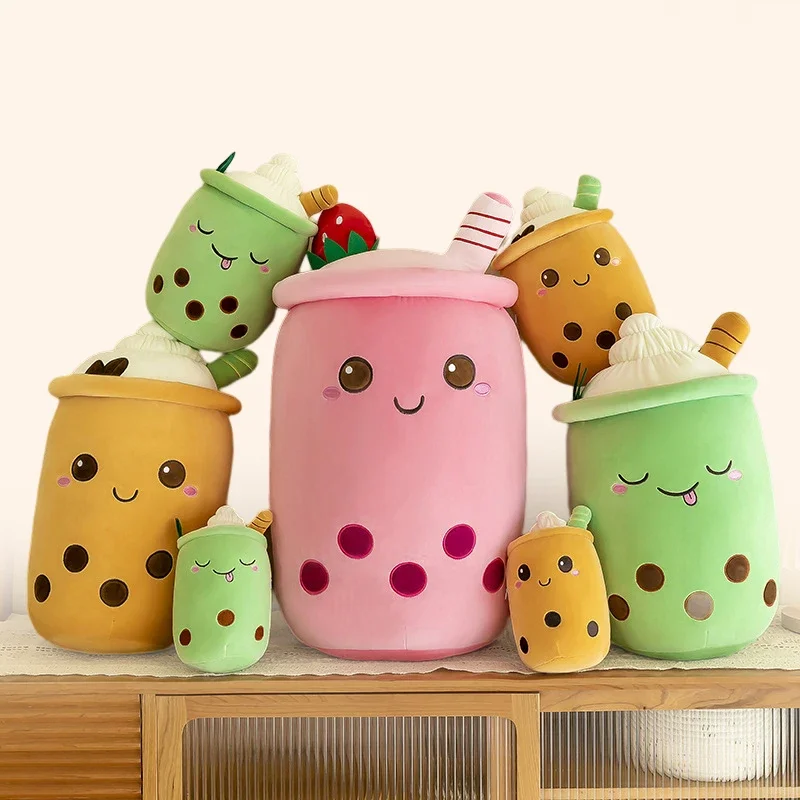 Bubble Tea Cup Plush Toys Kawaii Fruit Milk Tea Design Kids Stuffed Doll Soft Pillow Cushion Birthday Gift for Girl Friend