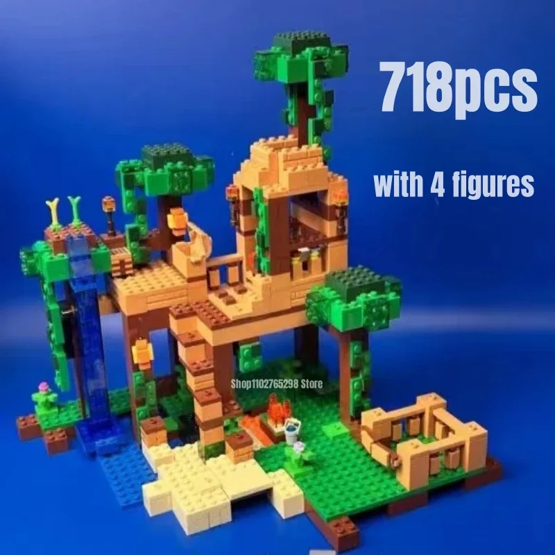 718 stücke Dschungel baum Haus Bausteine Modell Ziegel Spielzeug für Kinder Geschenk