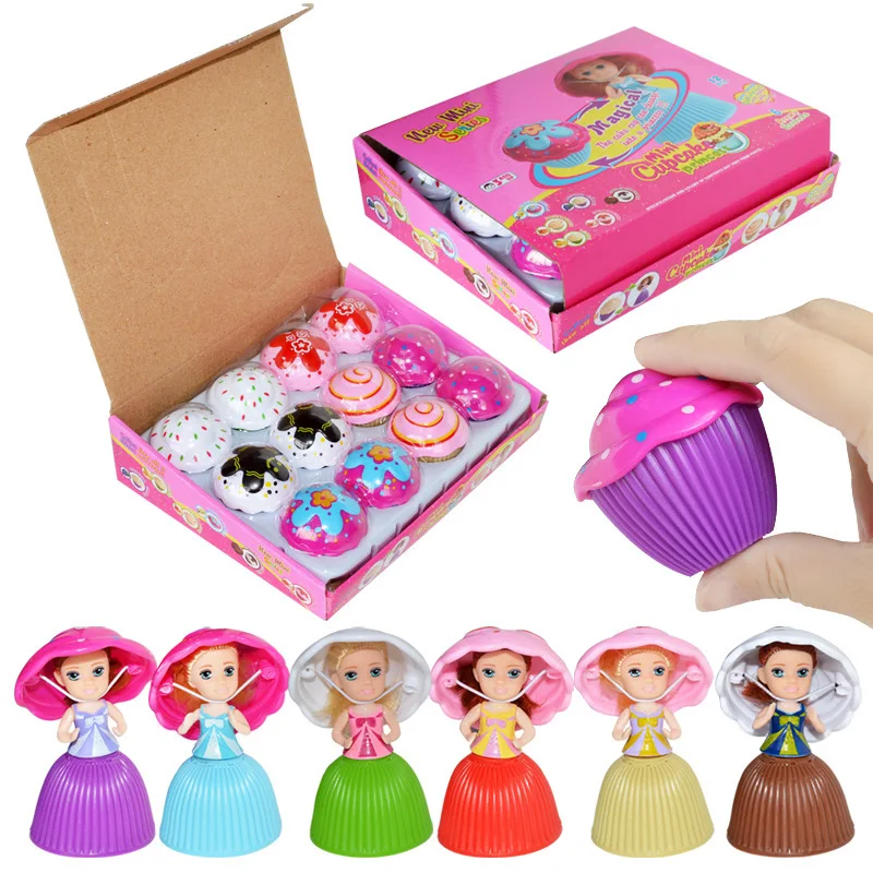 

12Pcs Mini Beautiful Cake Cupcake Princess Doll Toy Cartoon Lovely Transformed Scented Girls Funny Games Toys Christmas Gifts