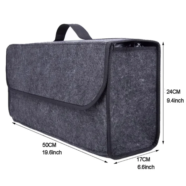 Gray Anti Slip Compartment Boot Storage Organizer Tool Car Storage Bag Car Trunk Organizer Soft Felt Storage Box Car Accessories 3