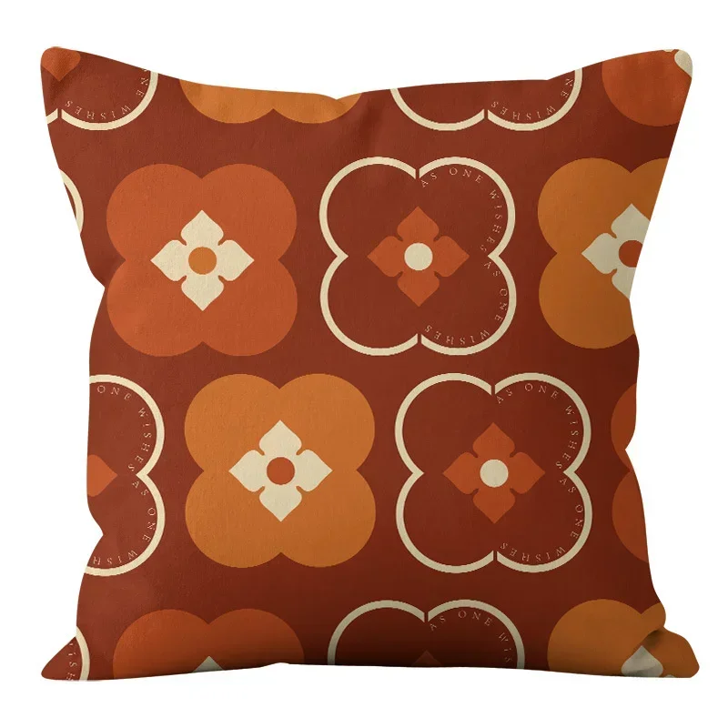 comfortableBedroomChinese Orange Home Living Room Sofa Bed Head  Pillowcase Good Luck Persimmon Cotton LinenLittle Fresh