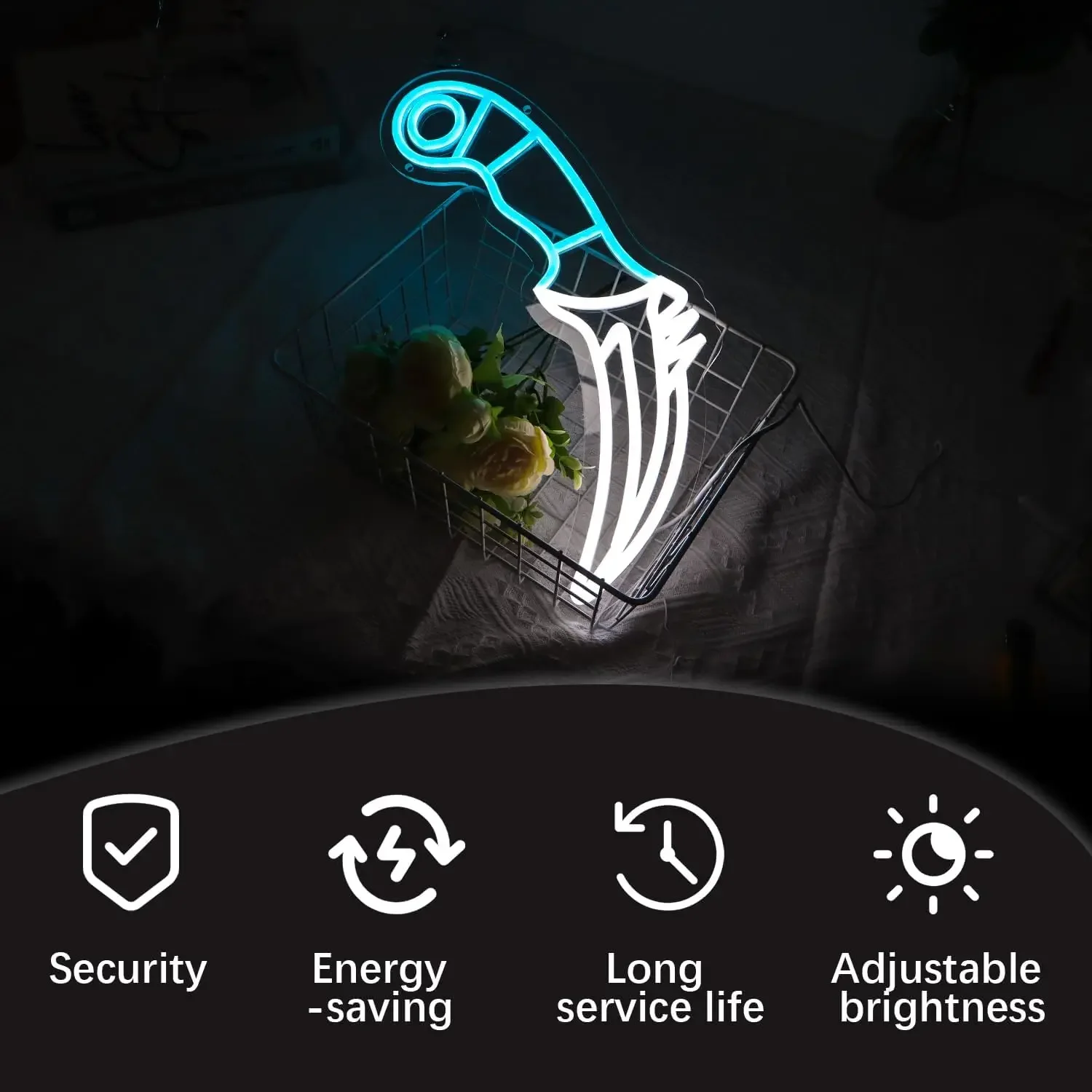 มีดนีออน LED, ปากการูปหัวใจเกม CS-GO ตกแต่งผนังของขวัญ, hiasan kamar เกม, hiasan kamar อยู่อาศัย, ของขวัญมนุษย์ถ้ำ