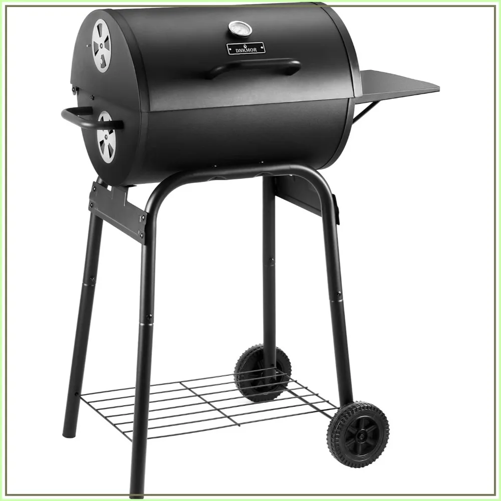 

Barrel Charcoal Grill with Side Table, 500 Sq.In. Cooking Area, Outdoor BBQ for Backyard Camping Parties